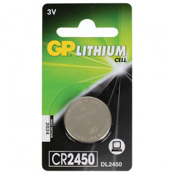 Батарейка GP Lithium, CR2450, литиевая, 1 шт, в блистере, CR2450-2C1 454103