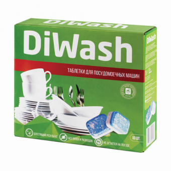 Средство для мытья посуды в посудомоечных машинах 60 шт., DIWASH (Дивош), таблетки 604642