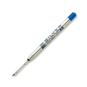 Стержень шариковый синий 98 мм, толщина линии письма 0,5 мм, металлический объемный, ICO SILVER (тип PARKER)