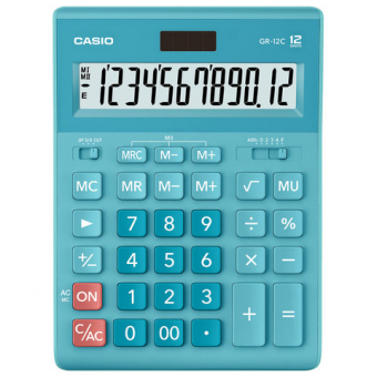 Калькулятор настольный CASIO GR-12C-LB 12 разрядов, цвет бирюзовый 904861/250441