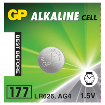 Батарейка GP Alkaline 177 (G4, LR626), алкалиновая, 1 шт., в блистере (отрывной блок), 4891199026690 452223