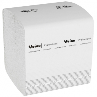 Бумага туалетная листовая Veiro Professional "Comfort"(V-сложение) 2-слойная, 250лист/пач, белая 220144