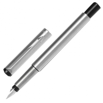Ручка перьевая PARKER "Vector Stainless Steel CT", корпус серебристый, детали из нержавеющей стали, синяя, 2025443 143352