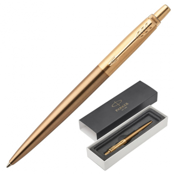 Ручка шариковая PARKER "Jotter Premium West End Gold Brushed GT", корпус бронзовый лак, позолоченные детали, синяя, 142370