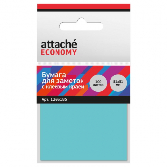 Стикеры Attache Economy 51x51 мм неоновый синий (1 блок, 100 листов), 1266185