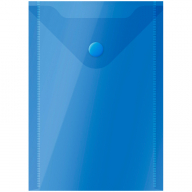 Папка-конверт на кнопке OfficeSpace, А6 (105*148мм), 150мкм, полупрозрачная, синяя 267535