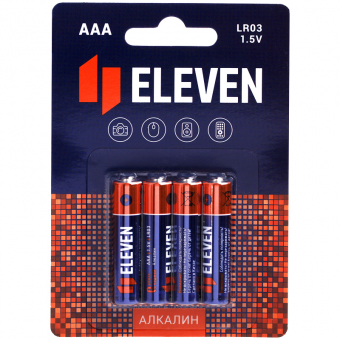 Батарейка Eleven AAA (LR03) алкалиновая, 4 шт/уп BC4, 301745