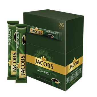 Кофе растворимый Jacobs "Monarch", гранулированный, порционный, шоубокс, 26 пакетиков*1,8г, картон 248412/621489