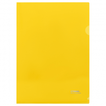 Папка-уголок СТАММ А4, 180мкм, пластик, прозрачная, желтая, ММ-30943, 356785