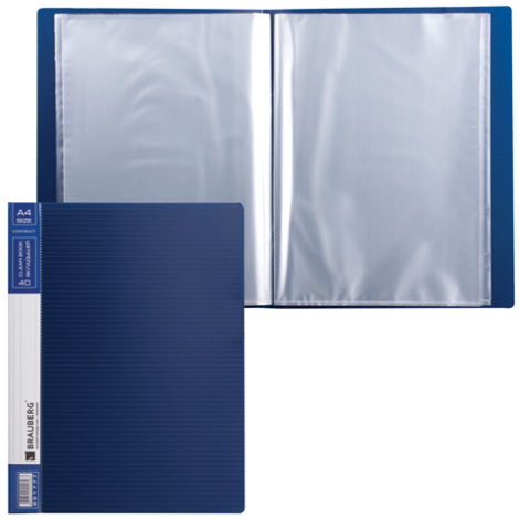 Папка с 40 вкладышами синяя бизнес-класс BRAUBERG "Contract" 221777