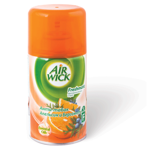 AIRWICK (Эйрвик) 250 мл, картридж сменный аэрозольный, "Анти-табак. Апельсин/бергамот" 600585