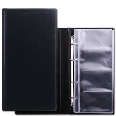 Визитница на 4-х кольцах четырехрядная на 160 визиток, черная, BRAUBERG 231825