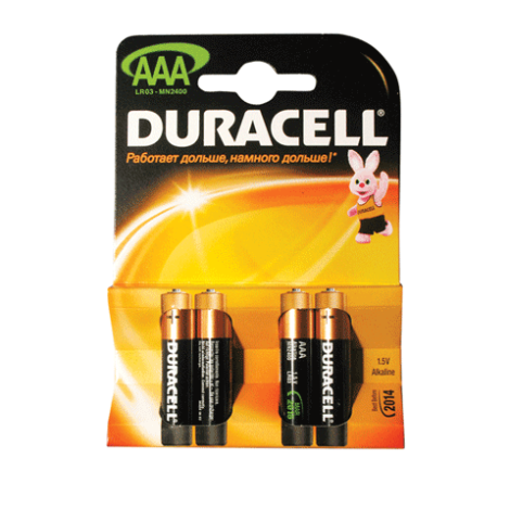 Батарейки DURACELL BASIC AAA 1,5V, LR3  КОМПЛЕКТ 4 шт, алкалиновые (450403/111690) 276585