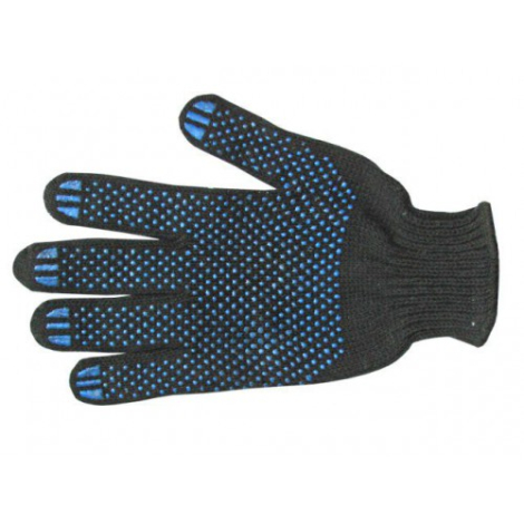 Перчатки х/б с ПВХ, 4 нити, черные