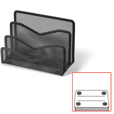 Подставка для бумаг и писем 3-секционная металлическая черная BRAUBERG "Germanium" 231946