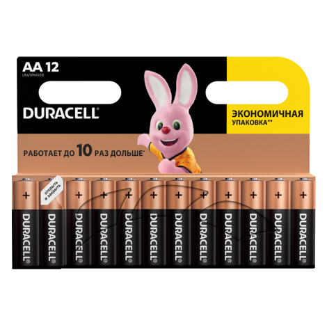 Батарейки DURACELL AA (LR6) 1,5V, КОМПЛЕКТ 12 штук (450432)  Бельгия