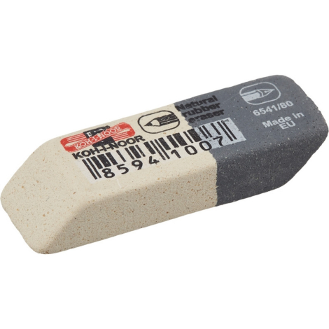 Ластик KOH-I-NOOR 6541/80, 41x14x8 мм, бело-серый, прямоугольный, скошенные края, натуральный каучук 29851/225395/001456