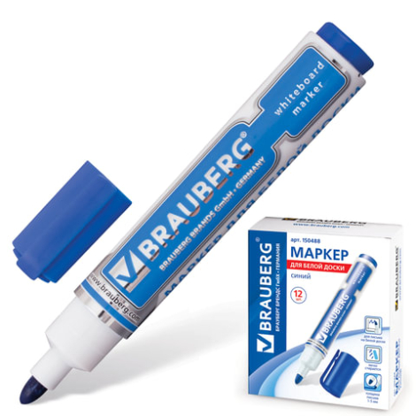 Маркер для доски BRAUBERG "Neo", круглый наконечник 5 мм, синий, 150488