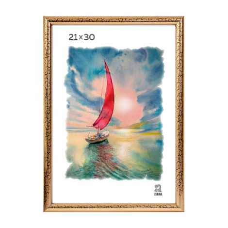 Рамка пластиковая А 4 золотого цвета 509