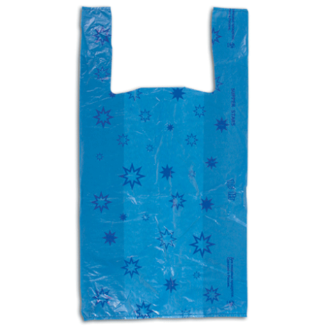 Пакет-маечка 31+18*59 см, 100 штук, "Звезды" синие/голубые (600261)