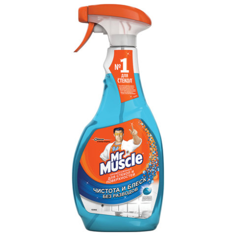 Средство для мытья стекол и поверх. (кафель, пластик) МИСТЕР МУСКУЛ 500мл, расп., ш/к 01013 943930  После дождя 600332