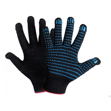 Перчатки х/б 5-и нитка с ПВХ  черный