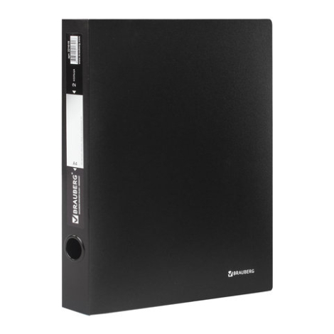 Папка 2 кольца BRAUBERG "Стандарт", 40мм, черная, до 250 листов, 0,9мм, 221618