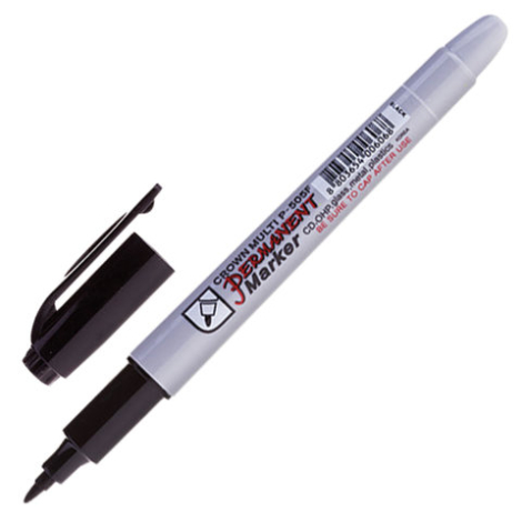 Маркер перманентный (нестираемый) CROWN "Multi Marker Super Slim", тонкий, 1 мм, черный, P-505F, 151548