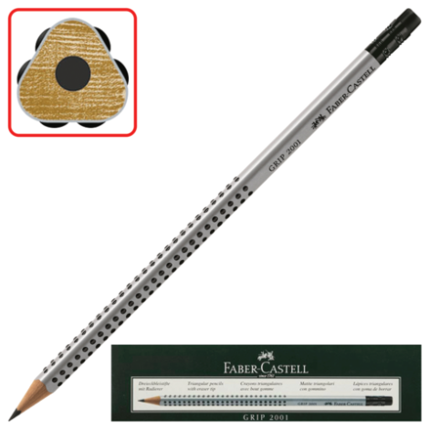 Карандаш ч/гр FABER-CASTELL "GRIP 2001", 117200 HB, трехгранный, серый корпус, с ластиком, 180939/286155