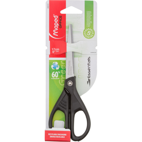 Ножницы Maped ESSENTIALS GREEN, 170мм,пластик.эллиптич. ручки, черный, 468010