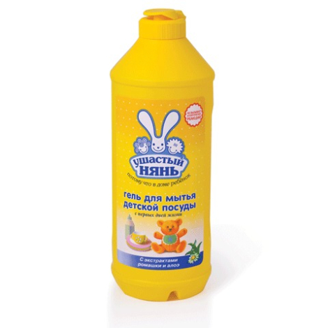 Средство для мытья посуды УШАСТЫЙ НЯНЬ 500мл, "Ромашка и алоэ", гель, 600906