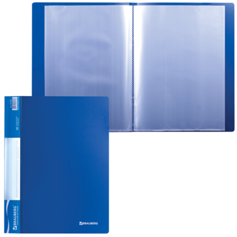 Папка с 30 вкладышами синяя  BRAUBERG "Стандарт" 221599