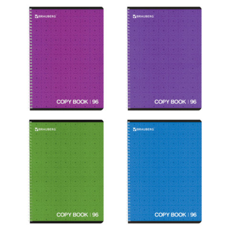 Тетрадь 96л. А4 BRAUBERG гребень, кл., обл.мел.карт., Монохром2 (4вида), 402058
