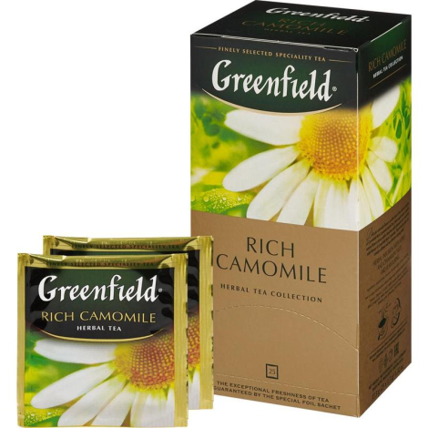 Чай GREENFIELD "Rich Camomile", зеленый с ромашкой, 25 пакетиков в конвертах по 1,5 г 104574