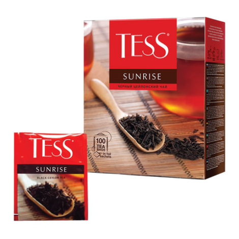 Чай TESS (Тесс) "Sunrise", черный цейлонский, 100 пакетиков по 1,8г, ш/к 09181 621033/362484