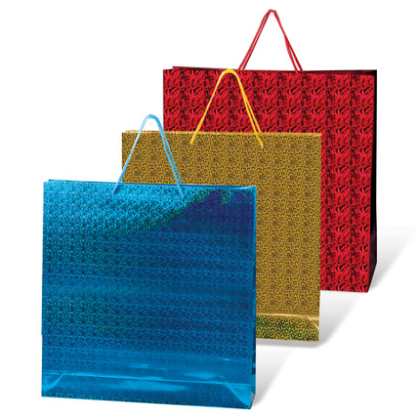 Пакет подарочный ламинированный 40х55х24, голографический, цвет ассорти, шк07790  601051