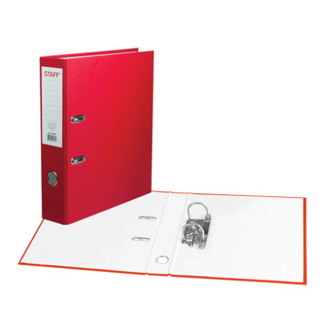 Папка-регистратор STAFF ЭКОНОМ, с покрытием из ПВХ, 70 мм, без уголка, красная 225980