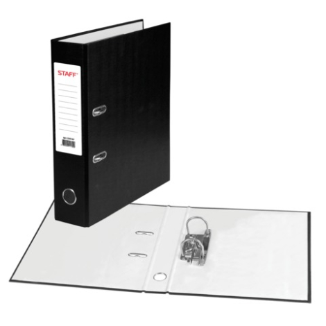 Папка-регистратор STAFF ЭКОНОМ, с покрытием из ПВХ, 70 мм, без уголка, черная 225187
