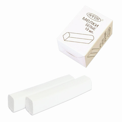 Мел белый АЛГЕМ, набор 12 шт., квадратный, НМБ-12 226667