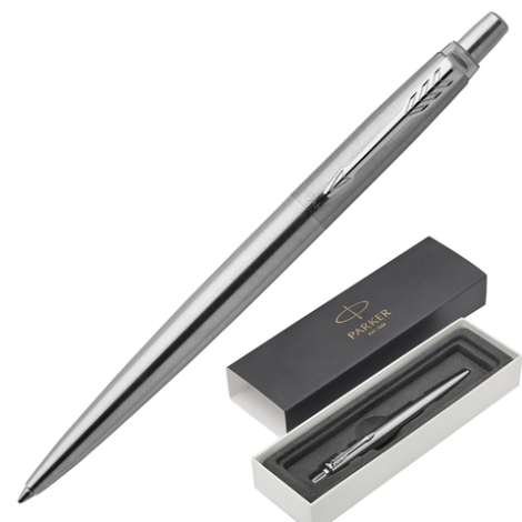 Ручка подарочная шариковая PARKER "Jotter Core Stainless Steel CT", серебристый корпус, хромированные детали, синяя, 1953170 142378