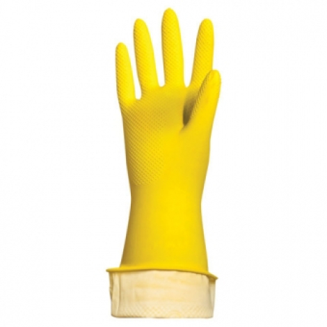 Перчатки хозяйственные резиновые PACLAN "Professional", с х/б напылением, размер L (большой), желтые 602490