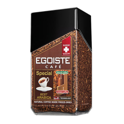 Кофе молотый в растворимом EGOISTE "Special", натуральный, 100 г, 100% арабика, стеклянная банка, 8606, 365735/621189