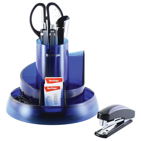 Набор настольный Berlingo "Riddle", 9 предметов, вращающийся, синий, MOn_09121 266788