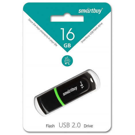 Флешка 16GB Smart Buy "Paean", SB16GBPN-K, USB 2.0 Flash Drive, черная 248792/512769
