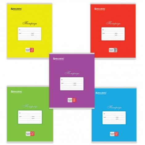 Тетрадь 12 л. BRAUBERG, косая линия, обложка мелованный картон, внутренний блок офсет белый, "Классика", 103276