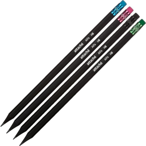 Карандаш чернографитный Attache Alfa НВ заточенный с ластиком 391142