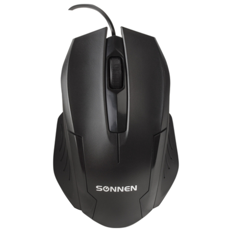 Мышь проводная SONNEN М-713, USB, 1000 dpi, 2 кнопки + 1 колесо-кнопка, оптическая, черная, 512637