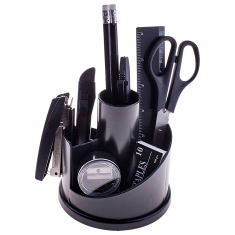 Настольный органайзер OfficeSpace "Русские горки", 12 предметов, вращающийся, черный, SS156_3180/ 205595