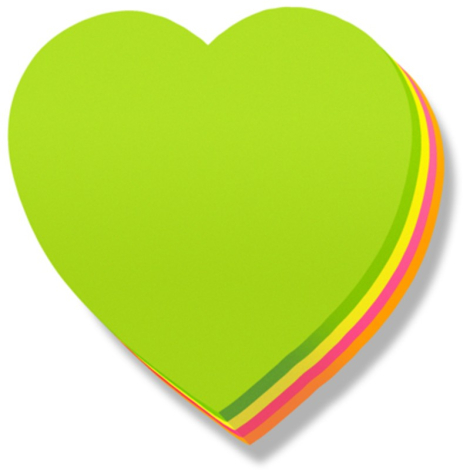 Бумага для заметок с клеевым краем фигурная Сердце 100 листов 4 цвета неон LamarkSN0143