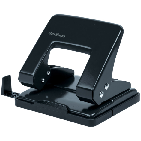 Дырокол Berlingo "Universal" 20л., металлический, черный, с линейкой, 138299